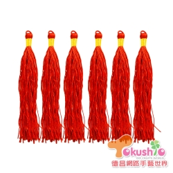 有環流蘇約12cm-紅色(6入)